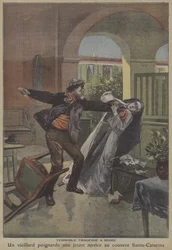 ローマのサンタカタリーナ修道院で老人が若い初心者を刺す