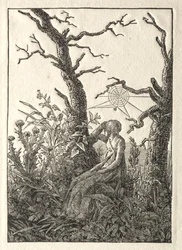裸の木の間の蜘蛛の巣を持つ女、1803年。