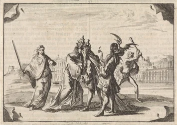 ルイ 14 世と教皇インノケンティウス 11 世の戦いを描いた漫画、1687 年