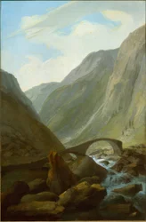 石橋のあるアルプスの谷