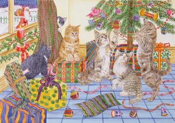 猫のクリスマス（紙にトイレ）