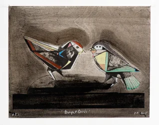 Bright Birds, 2014（モクリト・リトグラフ、手彩色）