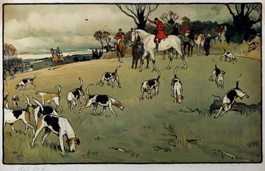 狩猟の情景、トレイル 水彩画 セシル・アルディン（1870-1935） 19世紀 個人蔵