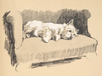 ウェストハイランダー、1930年、「友だちだけ」に使用された彼のスケッチブックのイラスト、アルディン、セシルチャールズウィンザー（1870-1935）、後にエアアンドスポットティスウッドリミテッドにより発行、1934年、チョークアンドチャ