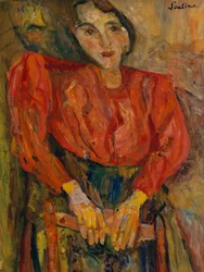 赤いブラウスの女、1919年頃