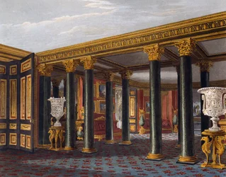 下部前庭 リチャード・リーヴ（1780年生まれ）によるエングレーヴィング チャールズ・ワイルド（1781-1835年）のデザインに基づく 「王室邸宅の歴史」より