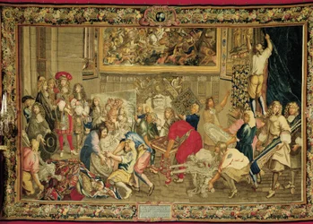 Louis XIV visitando a Gobelins Factory