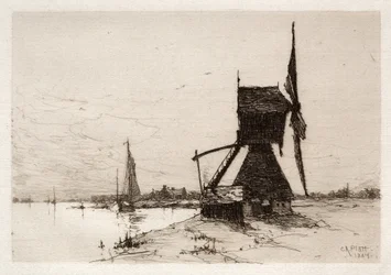 海岸沿いの風車、1884年。