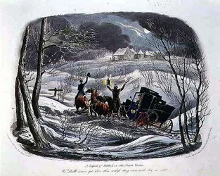 "A Signal of Distress, or The Christmas Visitor" R.G. Reeve (fl.1811-37) の彫刻、Thomas McLeanの出版。