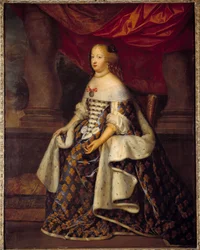 フランス王妃マリー・テレーズ・オブ・オーストリア（1638-1683）の肖像 シャルル・ボーブラン（1604-1692）のアトリエの絵画 17世紀 Sun.1,8 x 1,4 m