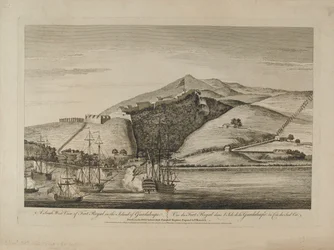 ？1759年頃、グアダルーペ島のフォートロイヤルのサウスビュー？