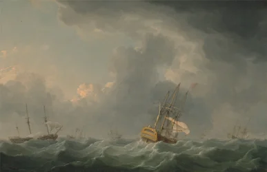 強風の中を走るイギリス船
