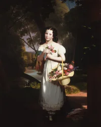 花を持つ少女アメリアパーマー、ca。 1830年。