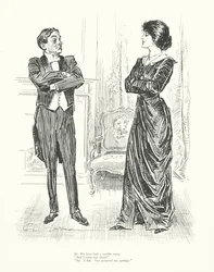 彼だ：私たちはひどい揉め事を起こした。"そして、私の方が勝った"「いいえ、そうです。あなたは私の謝罪を受け入れた」（リトグラフ）