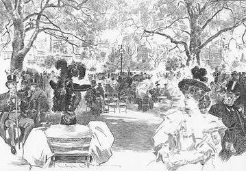 スタンホープ・ゲート付近の日曜の午後、1897年頃（リトグラフ