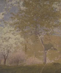 ヴェトゥイユ近郊のセーヌ川沿いの果樹園