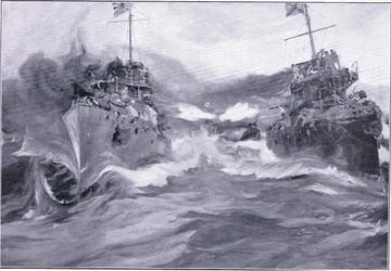 駆逐艦間の戦い、挿絵ラッセル日露戦争第1巻、1900年