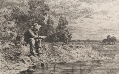 ローチ釣り、1865年。