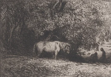 木の枝の下の馬、1846年。