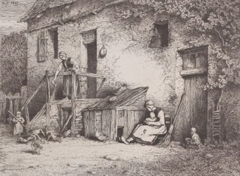 家の前、1845年。