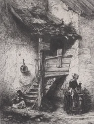 階段と攪拌する女性、1845 年。