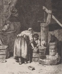 女性の洗濯、カリフォルニア。 1845-50。