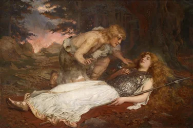 ジークフリートとブリュンヒルデ par Butler, Charles Ernest (1864-1933).キャンバスに油彩、サイズ：130x200