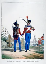 スイスの歩兵連隊の制服、フランス、1823年。