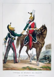 1823年、フランスの王室警備隊の連隊の制服。