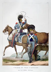 1823年、フランスの王室警備隊の騎兵連隊の制服。
