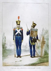 1823年フランスの軽歩兵連隊の制服。