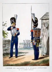 手榴弾の制服.. 1823年のフランスのロイヤルガードの。