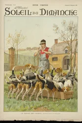 1900年11月25日の「ソレイユデュディマンシュ」の表紙からの猟犬の餌やり