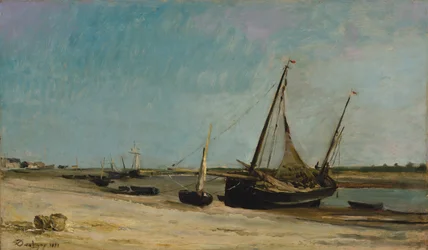 エタプルの海岸のボート、1871年。
