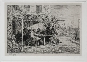 ボートトリップ：1861年、アニエールに乗船する前のランチ。
