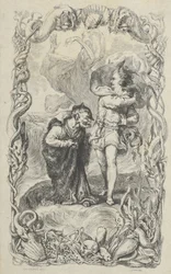 テンペストの挿絵: キャリバン、フェルディナンド、アリエル、1836 年。