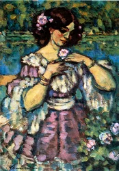 薔薇を持つ女性1901
