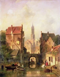 オランダの運河シーン、1866