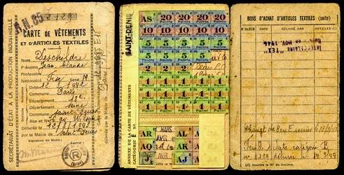 配給カード/衣料品カード/産業生産局/第二次世界大戦1941年