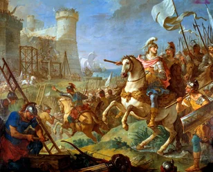 西ゴート族の王テオドリック2世によるアルルの街の包囲戦 絵画：シャルル・ジョセフ・ナトワール（Charles Joseph Natoire