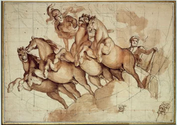 ヘラクレスの神格化 Charles Lebrun (Le Brun) (1619-1690)作 Lavis de sanguine et encre noir 17世紀 日。0.32x0.45m。パリ、ルーヴル美術館