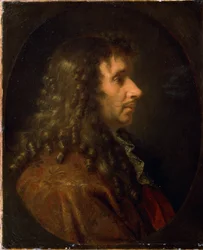 モリエール（ジャン＝バティスト・ポケリン（1622-1673）のプロフィール写真。1660年頃の絵画。