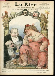 シャルル・レアンドル（1862-1934）のイラストが『Le Rire』誌の表紙に掲載されました（03/01/14） - Les strennes de Marianne - Tribun - Clemenceau George, Jaures Jean, Briand Aristide, Marianne, Caillaux Joseph (1863-1944)
