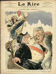 Le Rire誌の表紙を飾るCharles Leandre（1862-1934）のイラスト、20/08/10 - 伯爵夫人のファリエール - イタリア, 共和国大統領, シャポー, 身分証明書, ヴェネツィア - Fallieres Armand (1841-1931)