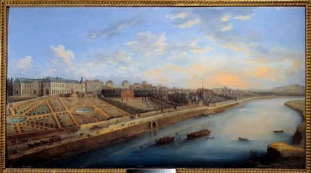 グルネルからパッシーとシャイヨーの眺め 絵画：シャルル・グレーベンブルック (? -1758) 1743 Sun.0.68x1.24 m Paris, musee carnavalet - グルネルからのパッシーとシャイヨーの眺め。絵画：シャルル・グレーベンブルック（?