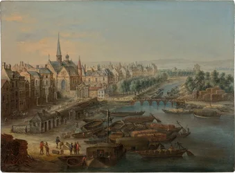 1730年代、パリのアーセナル、ポート・サン・ポール、ケ・デ・セレスタンの眺め。
