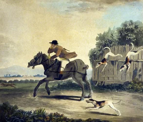 F.Dukes (1745-1812)作「The Pytchley Hunt」より「チームの先頭の馬」。