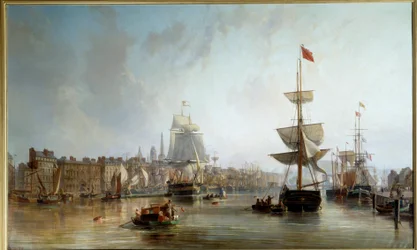 1855年のルーアン港 シャルル・ルイ・モザン(1806-1862)の絵画 1855年 日1,77x2,87 m ルーアン、ミュゼ・デ・ボザール