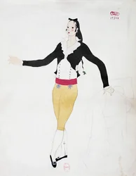 ジョアッキーノ・ロッシーニ作「セビリアの理髪師」のフィガロの衣装、チャールズ・マーティン（1884-1934）によるスケッチ