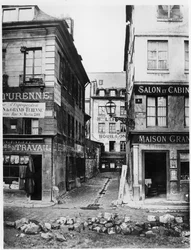 パリ4 rue de Breteuil、rueaumurからrue Vaucanson、1858-78に向かって撮影したビュー